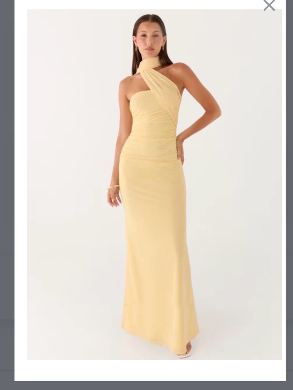 Peppermayo Pale Yellow One-Shoulder Gown